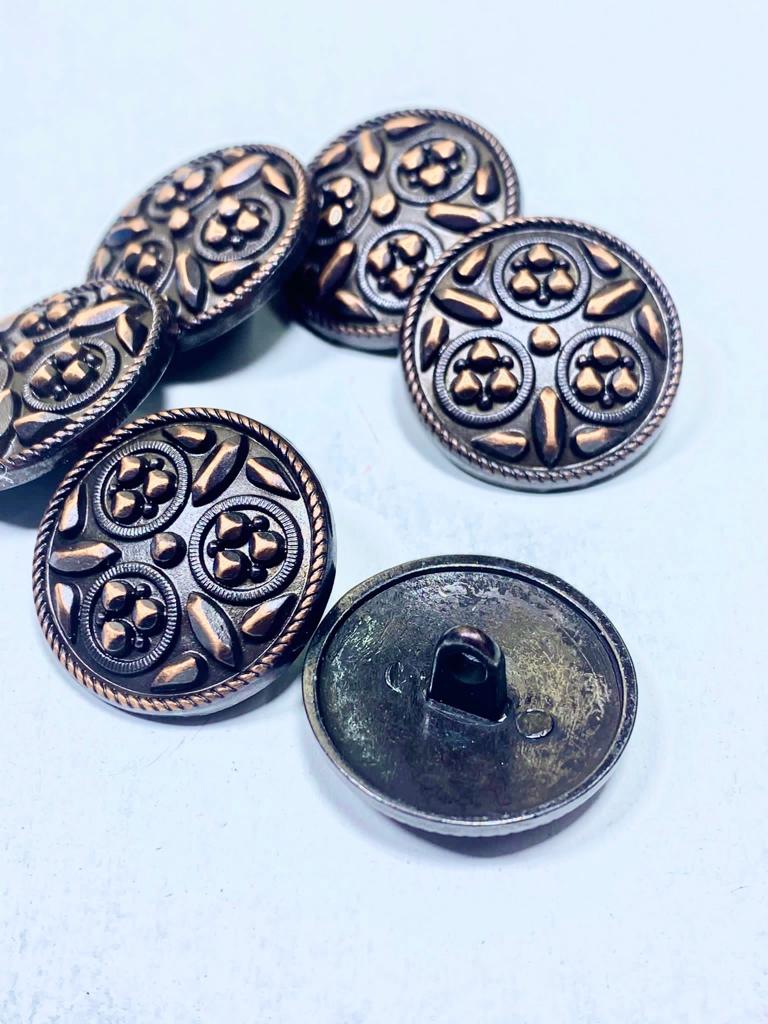 Trençkot ceket düğmesi / metal düğme / antik bakır / 2,5 cm / 6 lı set 52771510132621