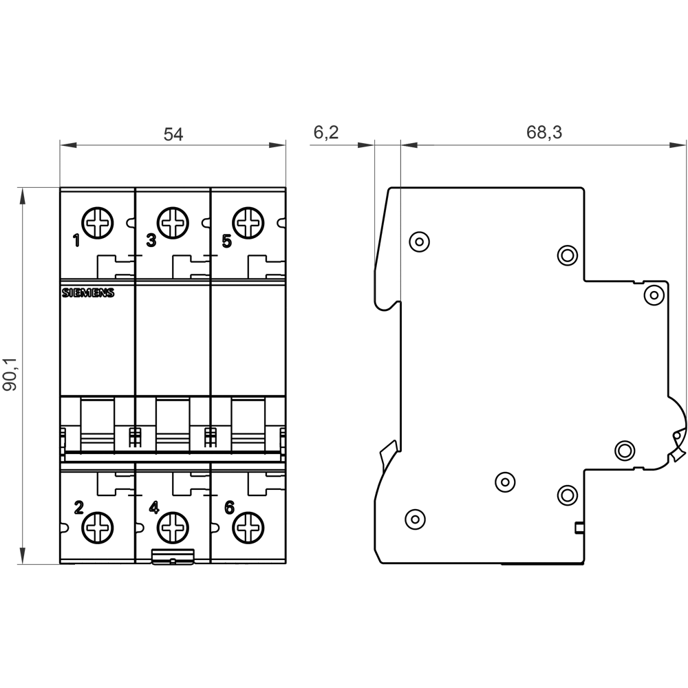 Siemens 3 X 63 Amper Anahtarlı Otomatik Sigorta C1 63A 6Ka 5SL6363-7