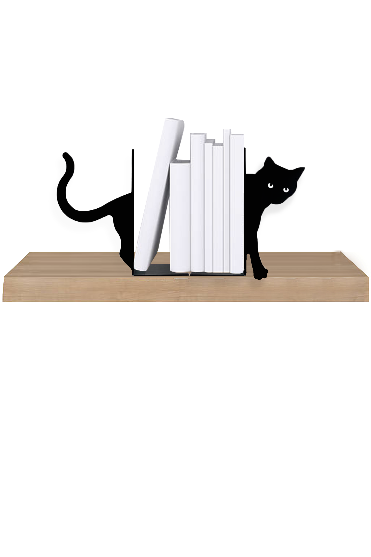 Metal Kitap Tutucu Kedi Figürlü Kitap Desteği, Dekoratif Kitaplık