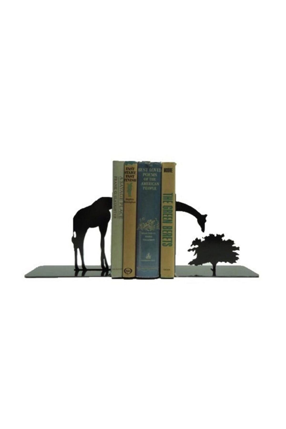 Zürafa Desenli Kitap Desteği - Dekoratif Estetik Kitap Tutucu ( 2 Li Set ) Siyah