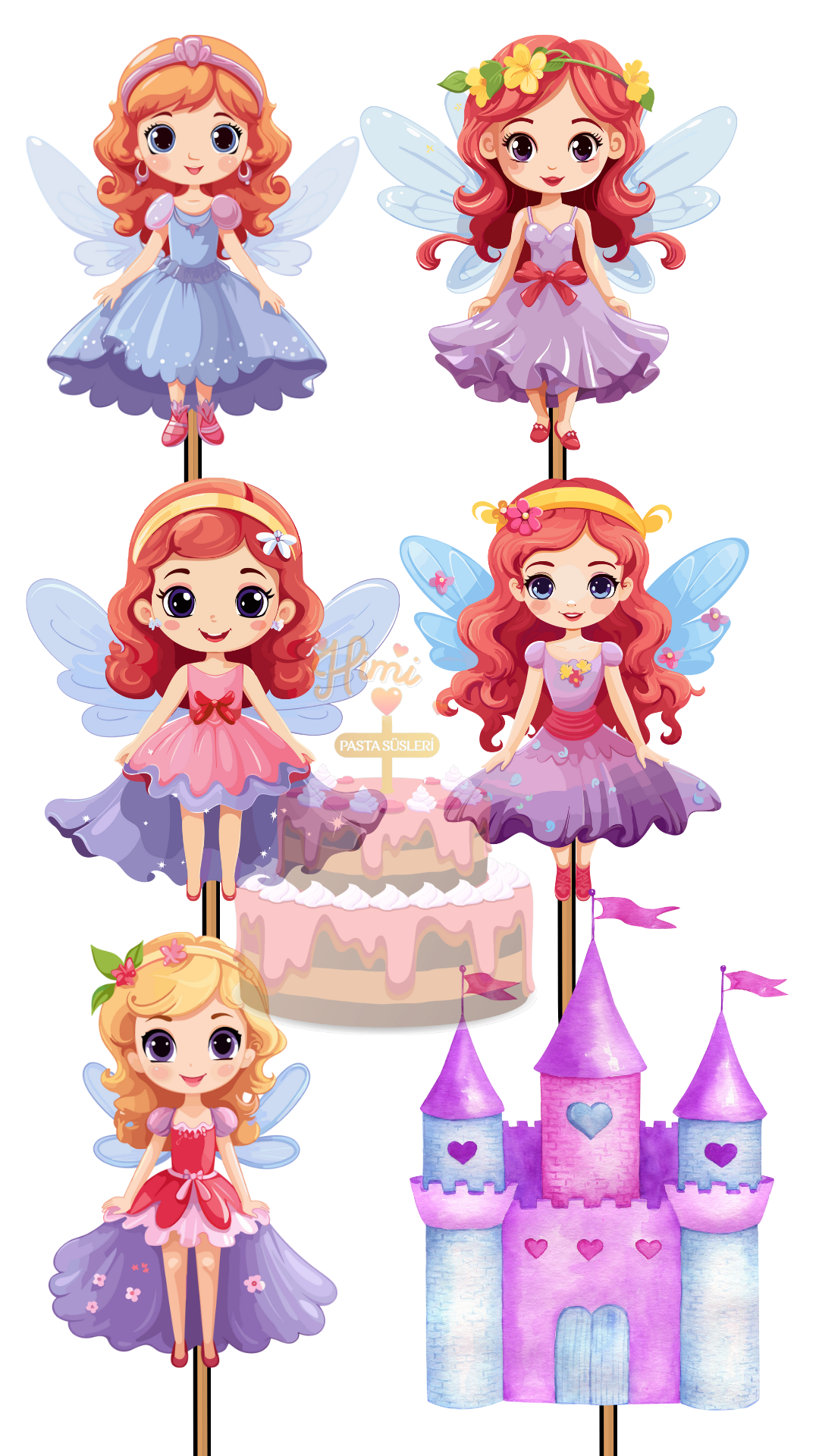 Peri Prenses Melek Kız Erkek Çocuk Maket Pasta Kürdanı Pasta Süsleri Cupcake Kürdan Süsleri M31