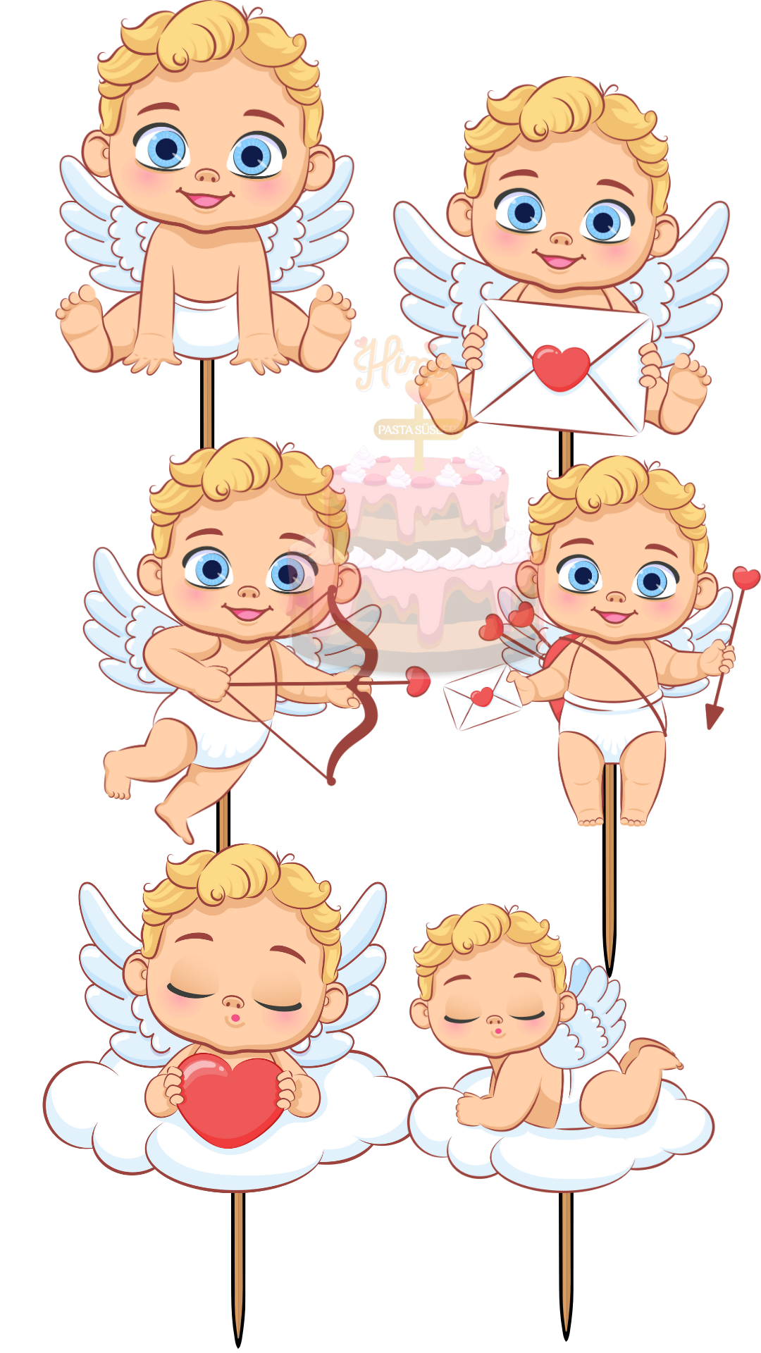 Melek Peri Bebek Doğum Günü Pasta Süsleri Kız Erkek Çocuk Maket Pasta Kürdanı Cupcake Kürdan Süsü M72