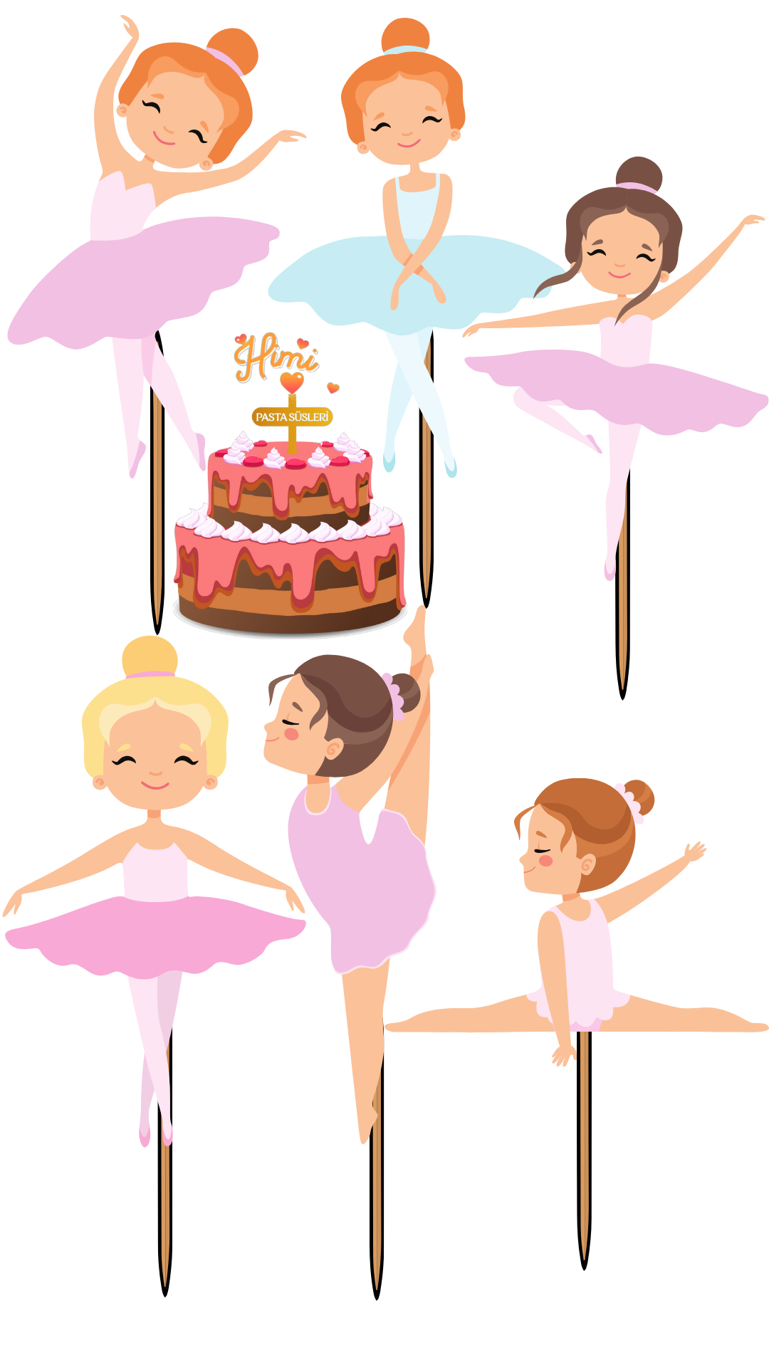 Balerin Jimnastik Doğum Günü Pasta Süsleri Kız Erkek Çocuk Maket Pasta Kürdanı Cupcake Kürdan Süsler M46