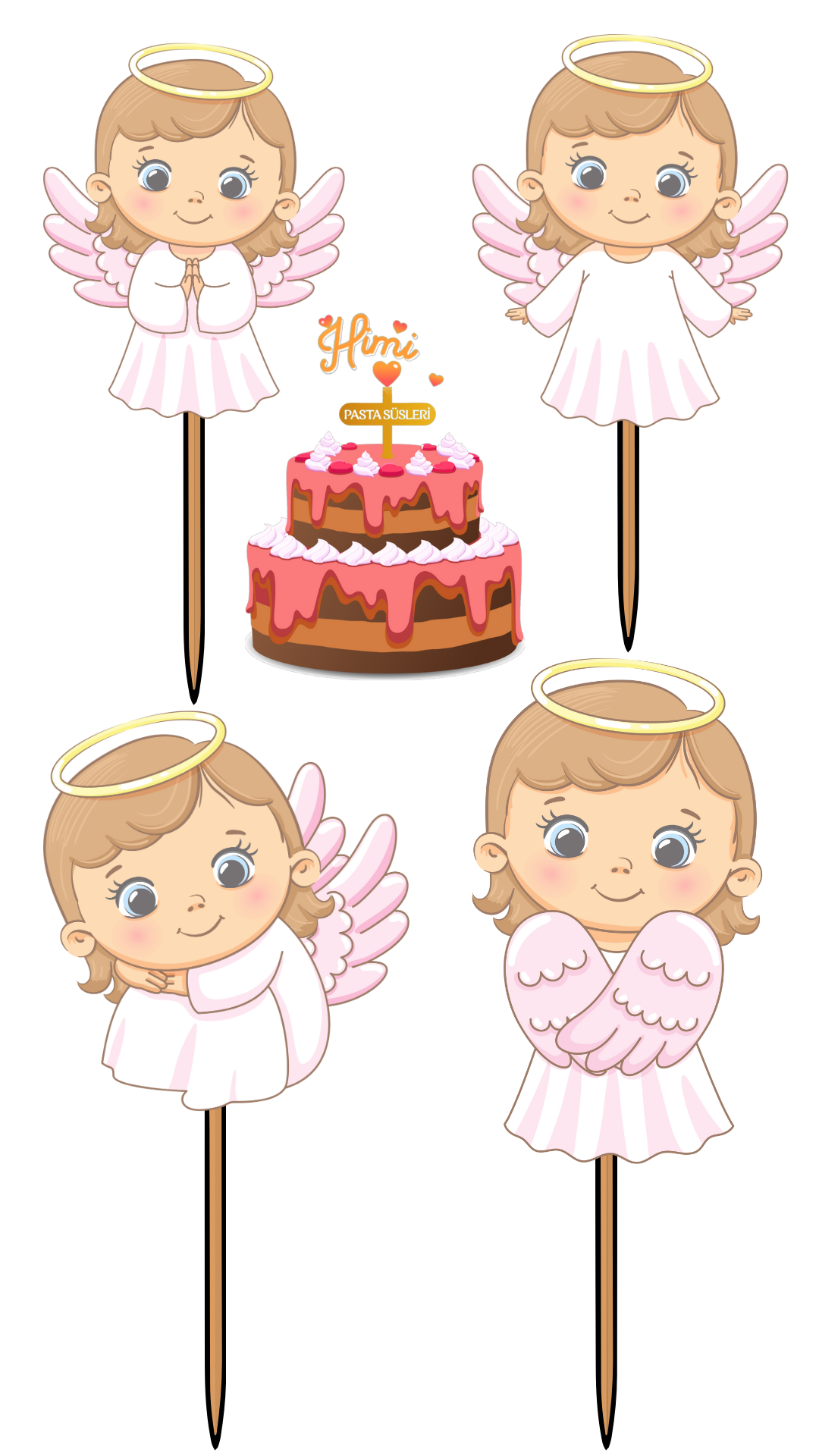 Prenses Peri Melek Doğum Günü Pasta Süsleri Kız Erkek Çocuk Maket Pasta Kürdanı Cupcake Kürdan Süsü M54