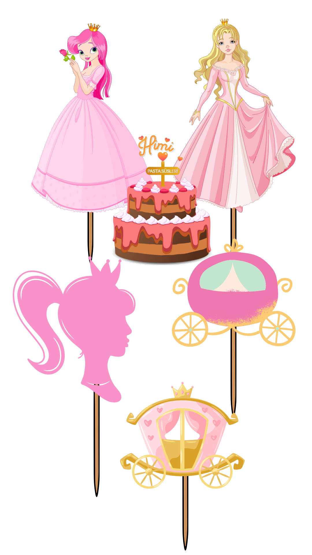 Prenses Peri Doğum Günü Pasta Süsleri Kız Erkek Çocuk Maket Pasta Kürdanı Cupcake Kürdan Süsler M51